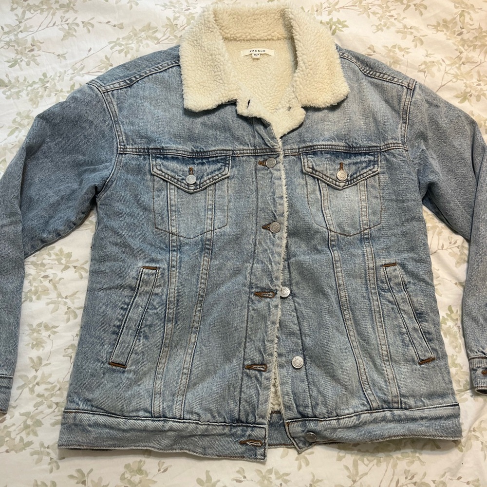 PacSun Blue Cream Sherpa Jean Jacket